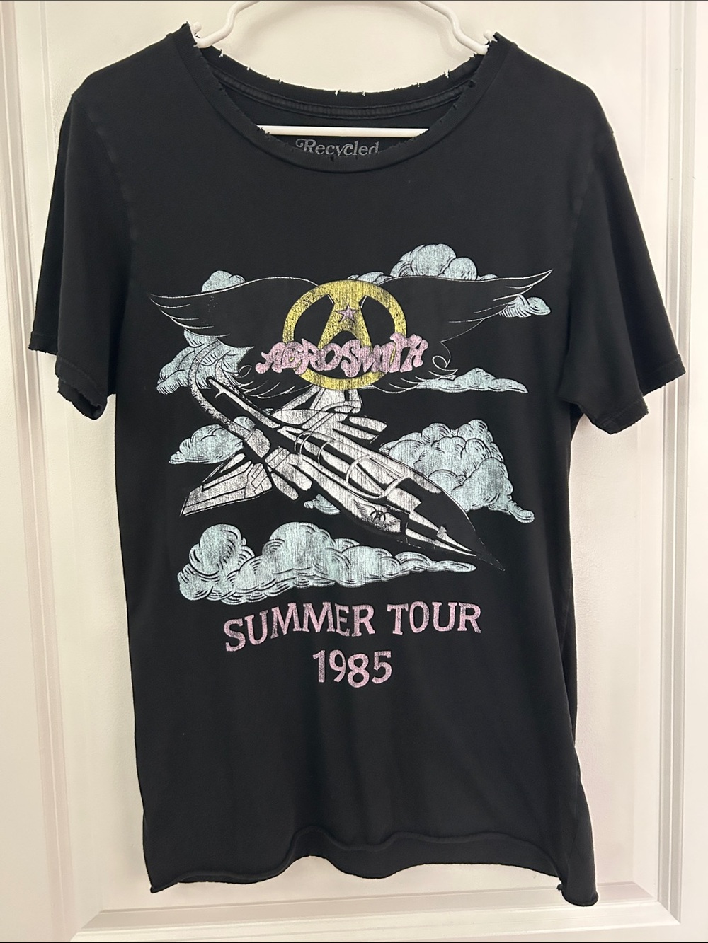 Recycled Karma Aerosmith 1985 Summer Tour Black Graphic Tee
